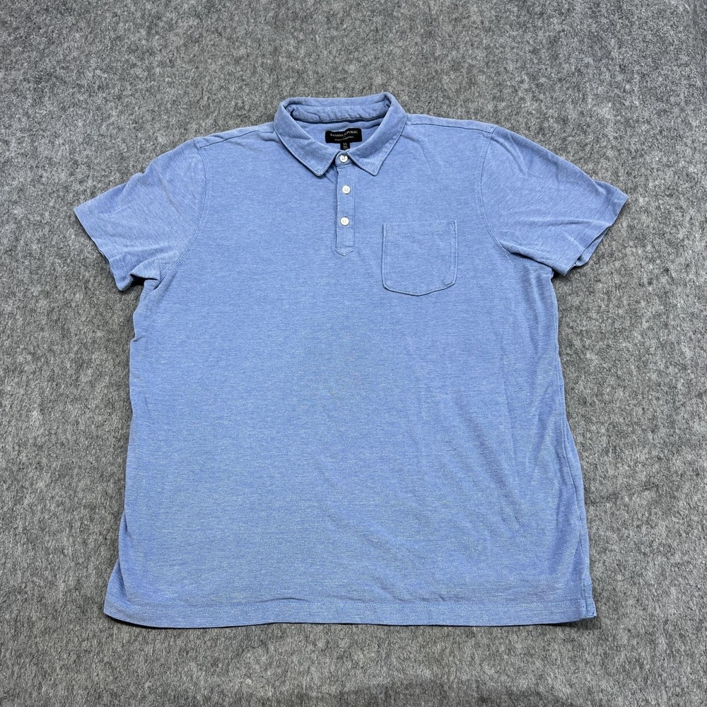 Banana Republic Polo Shirt Mens XL Blue Wicking Pique Pocket Cotton Casual